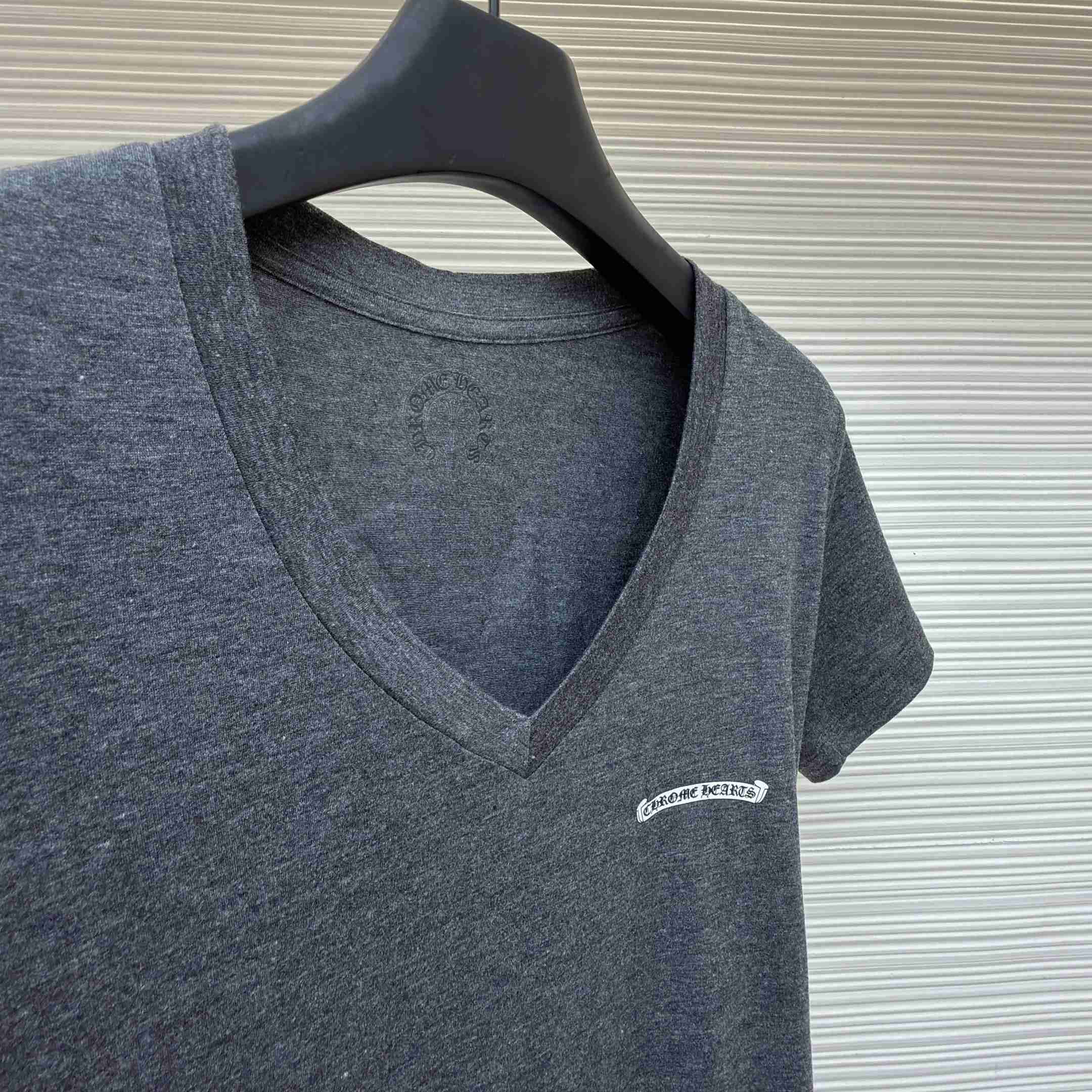 Chrome Hearts V Neck Cemetery Cross T-Shirt - DopestKickz