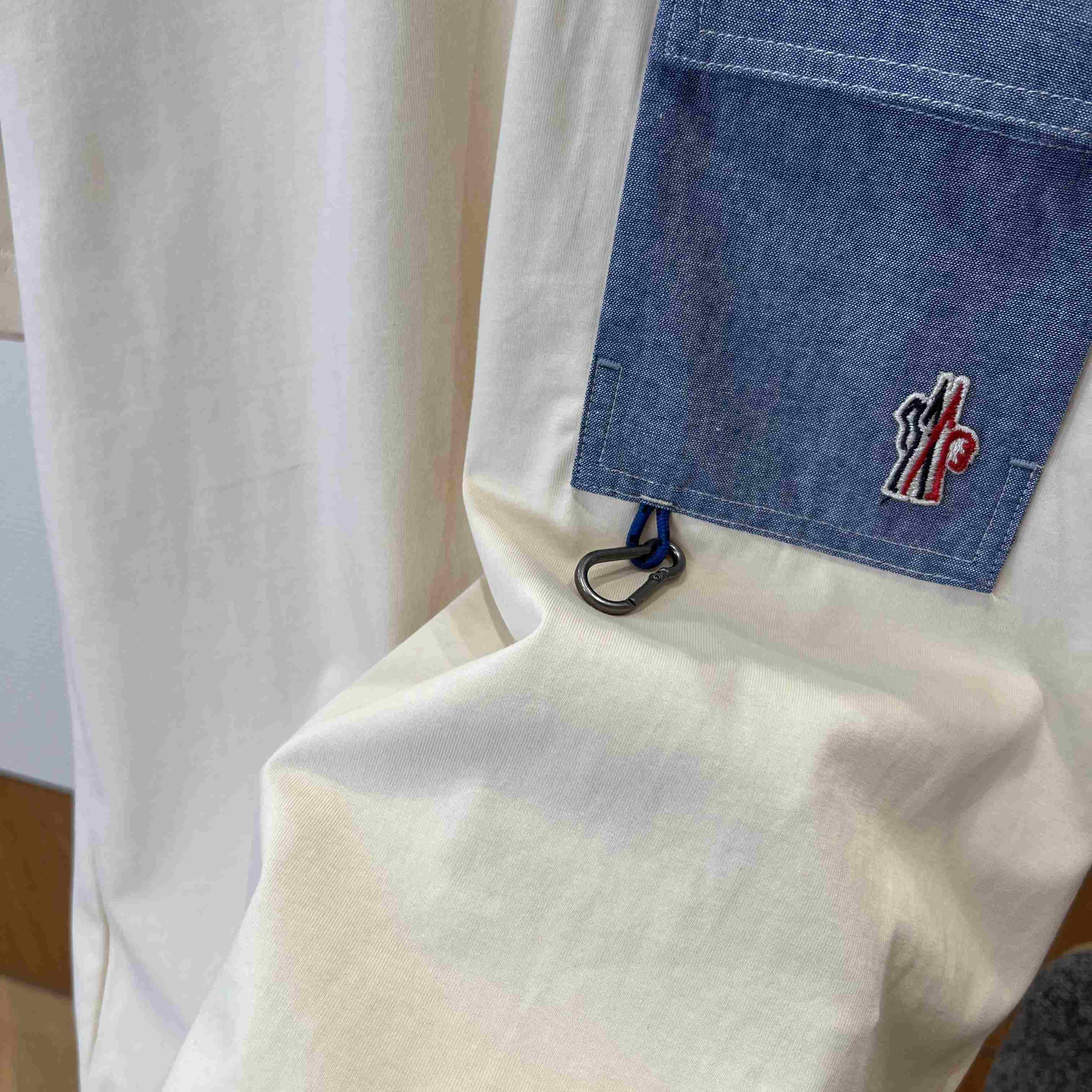 Moncler Cotton Blend T-Shirt with Denim Pocket - DopestKickz