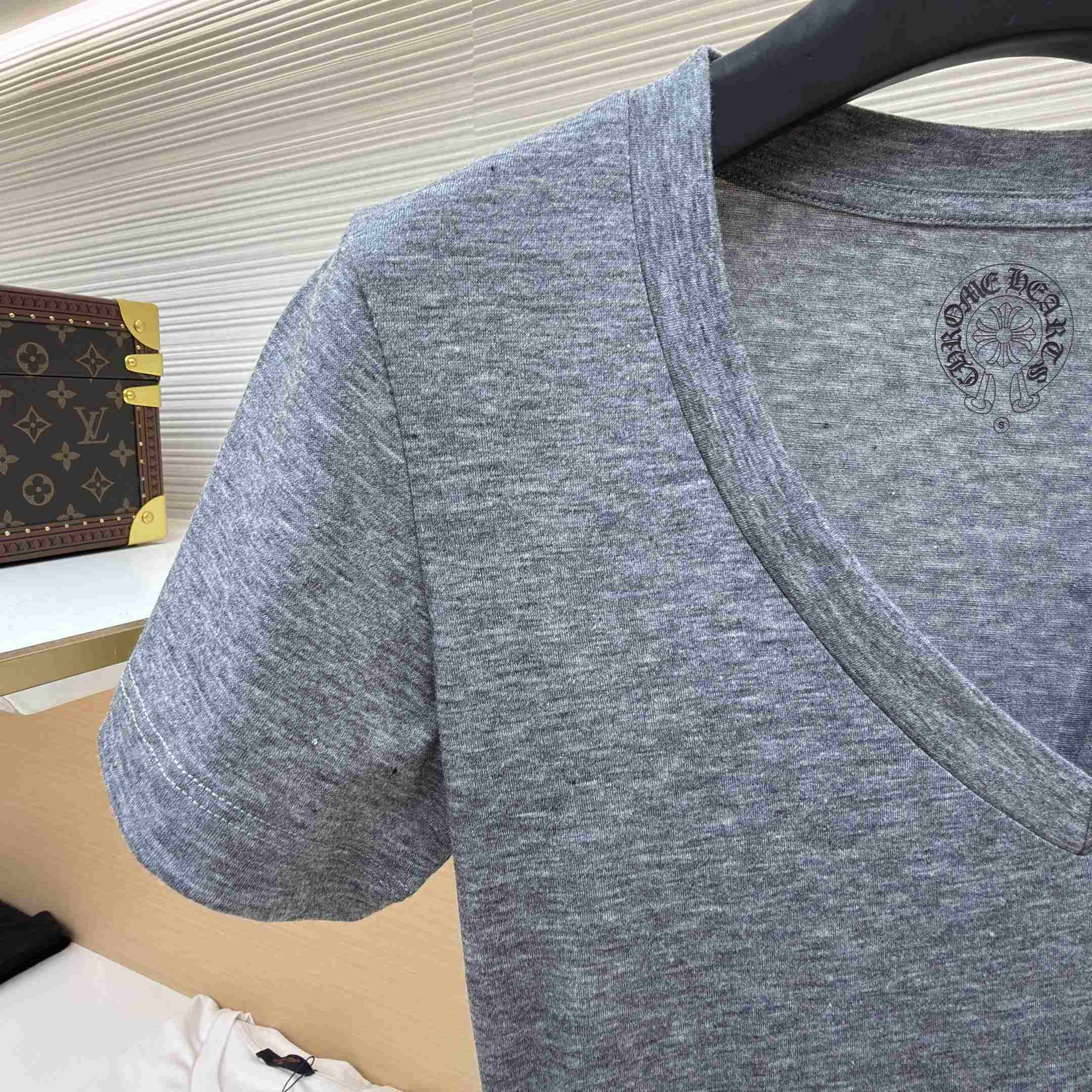 Chrome Hearts V Neck  T-Shirt 'Grey' - DopestKickz