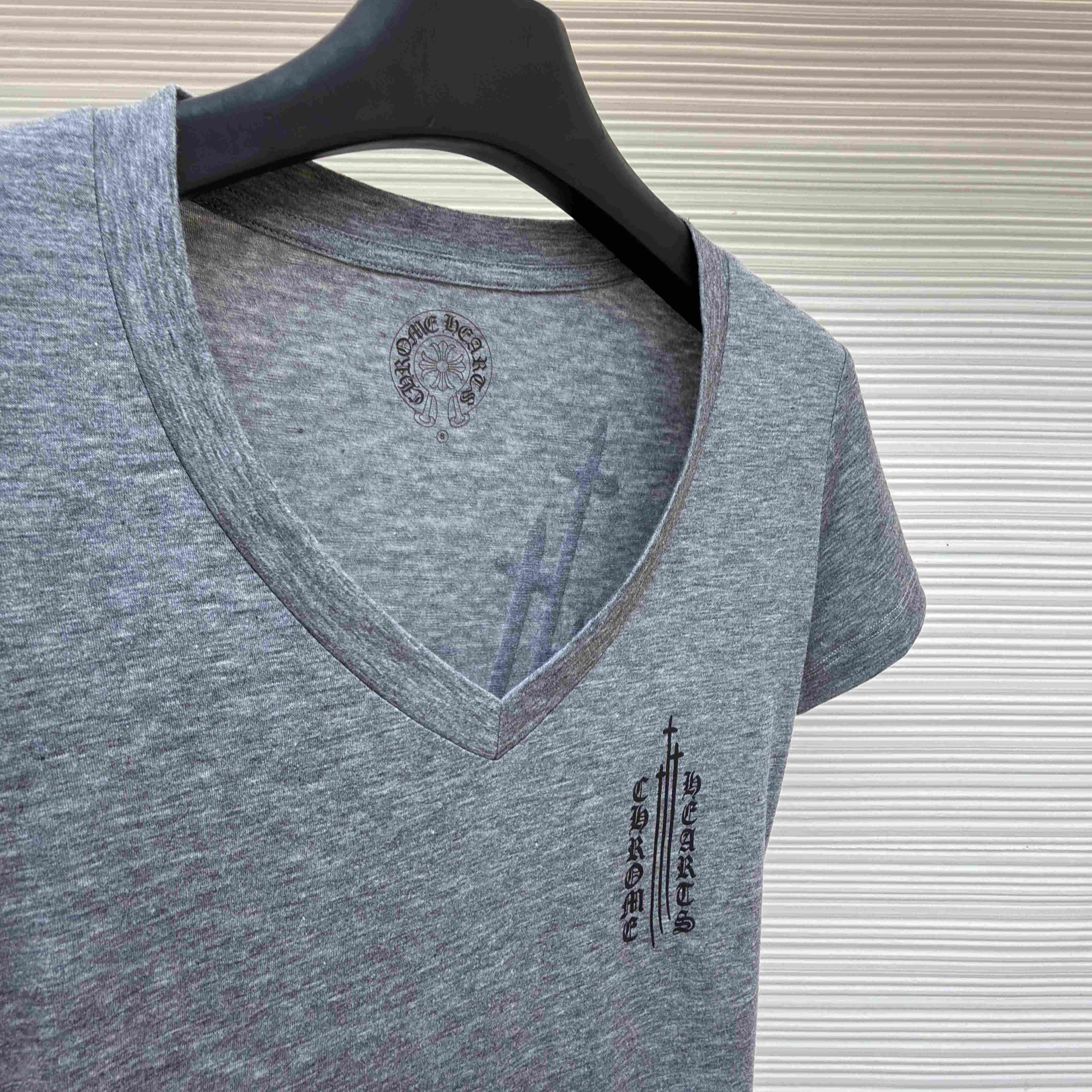 Chrome Hearts V Neck  T-Shirt 'Grey' - DopestKickz