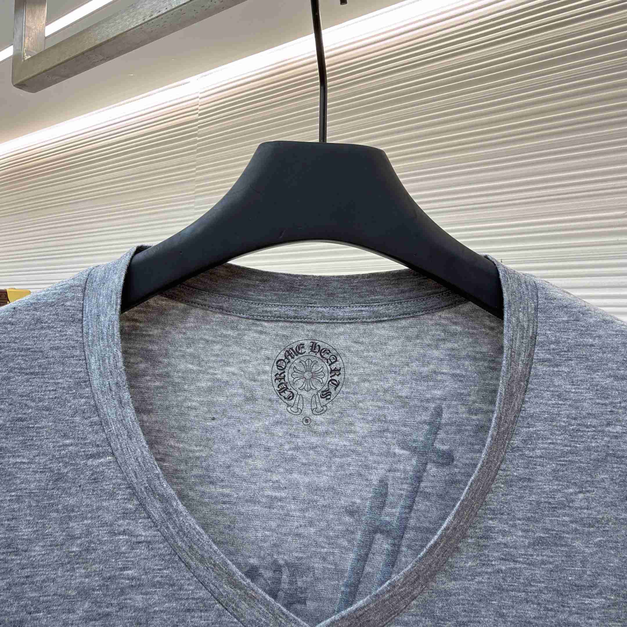 Chrome Hearts V Neck  T-Shirt 'Grey' - DopestKickz
