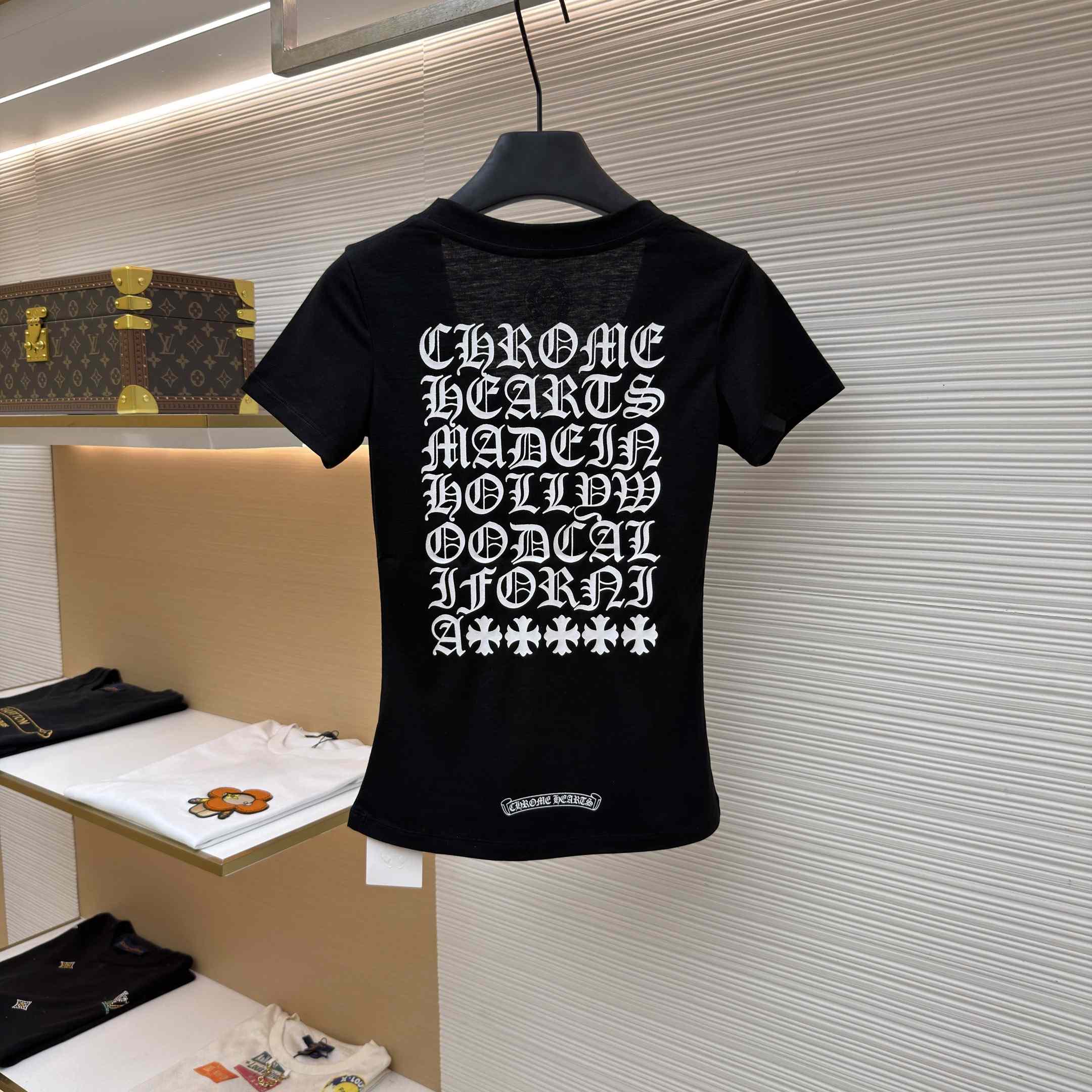 Chrome Hearts V-Neck T-Shirt 'Black' - DopestKickz