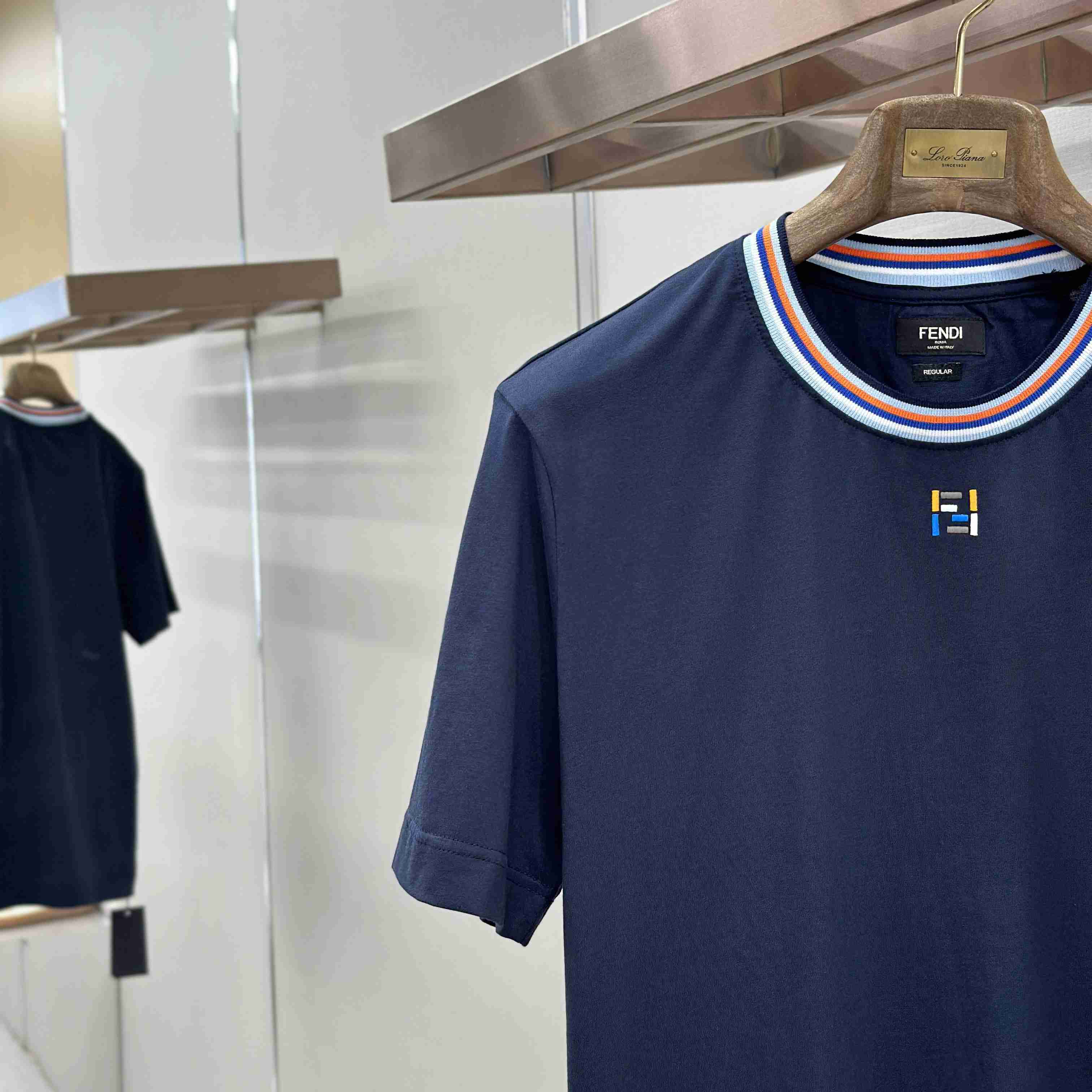 Fendi Dark Blue Cotton T-shirt - DopestKickz