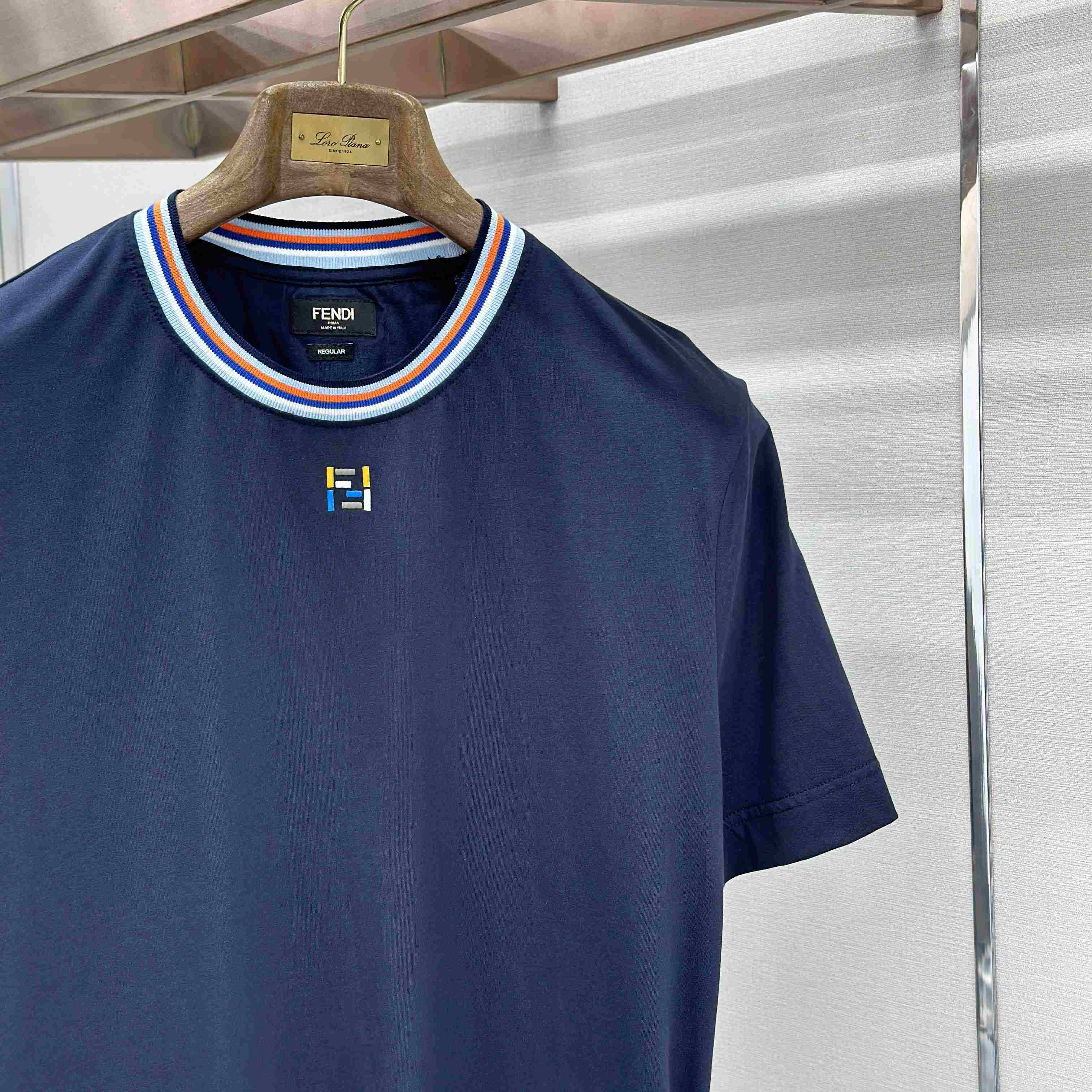 Fendi Dark Blue Cotton T-shirt - DopestKickz