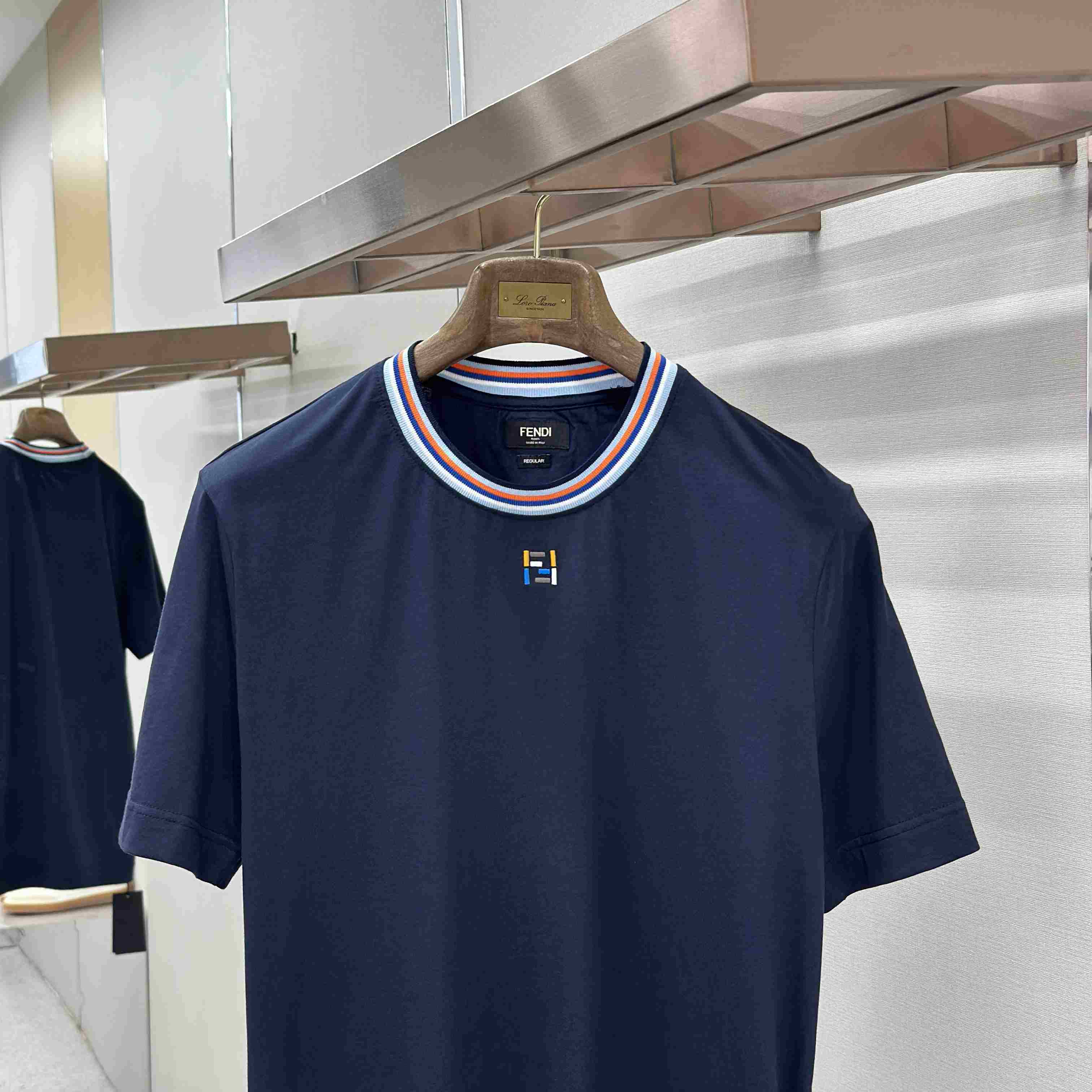 Fendi Dark Blue Cotton T-shirt - DopestKickz