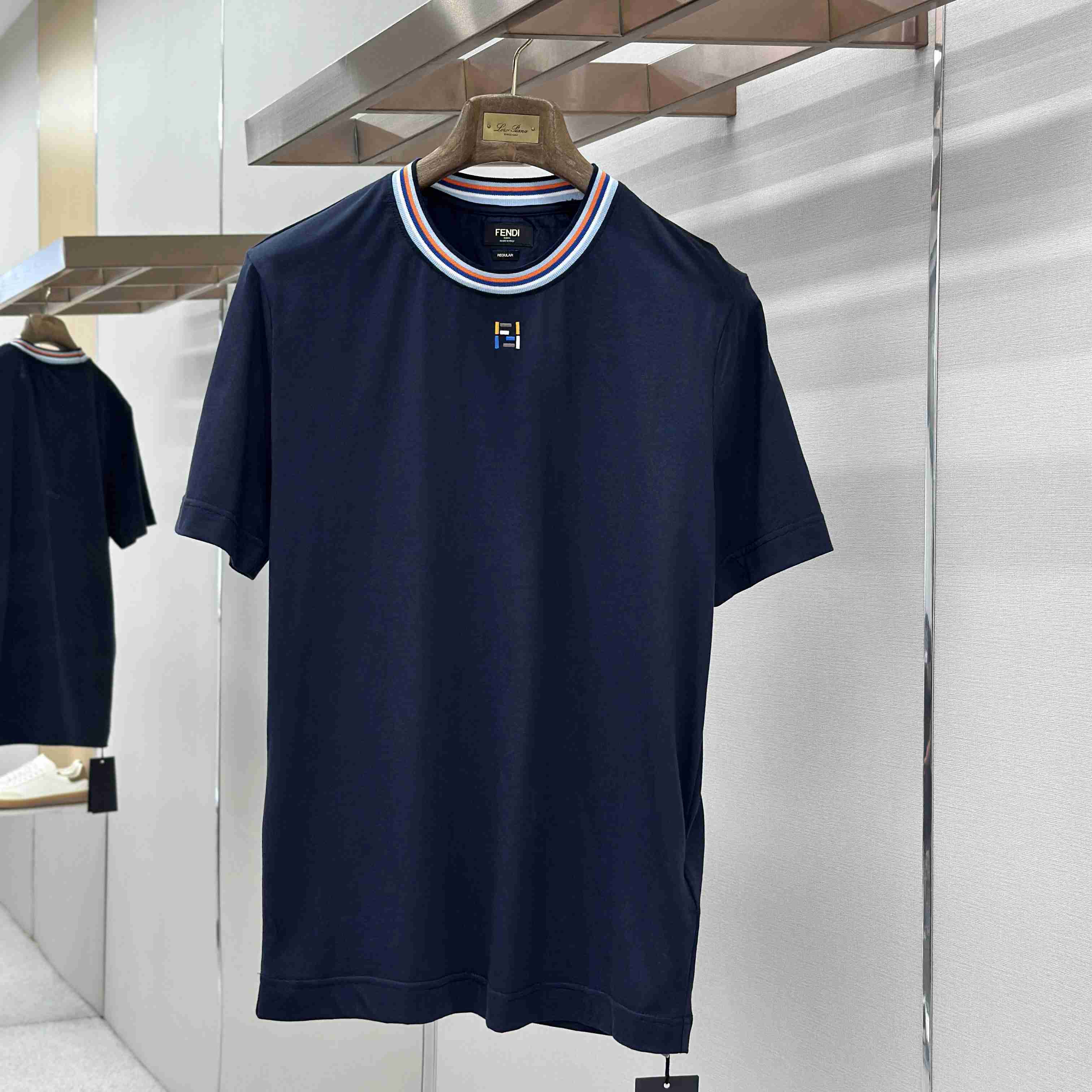 Fendi Dark Blue Cotton T-shirt - DopestKickz