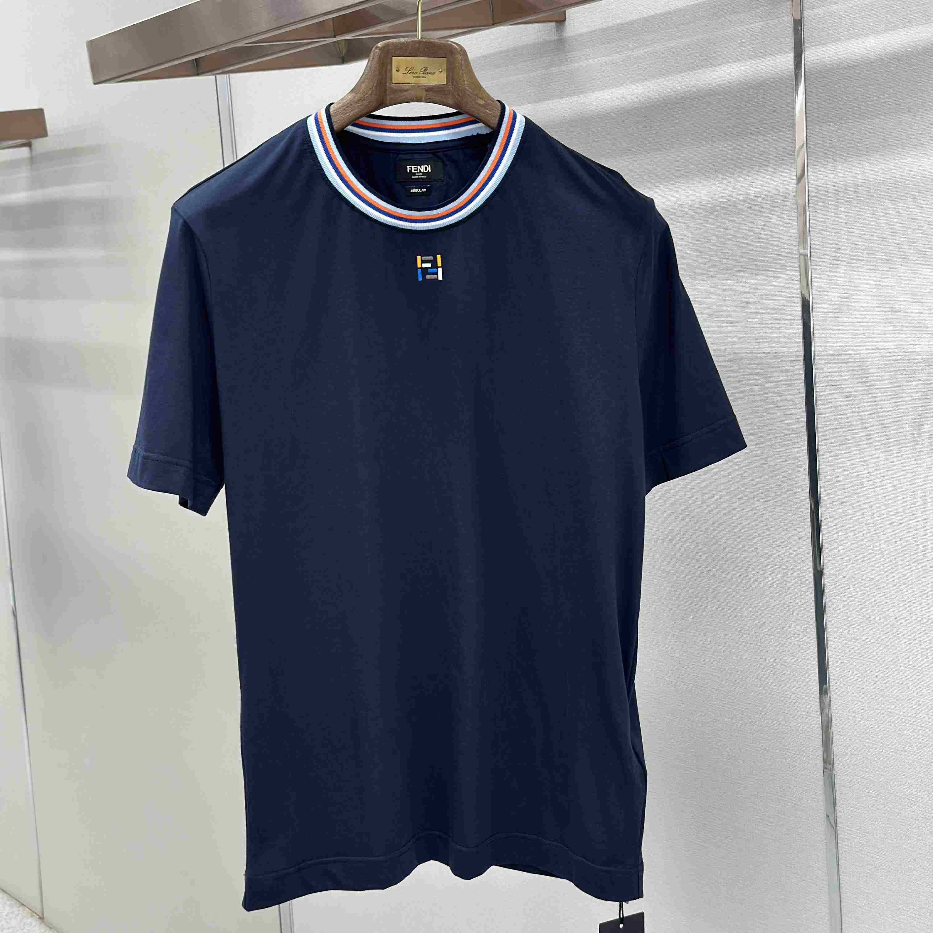 Fendi Dark Blue Cotton T-shirt - DopestKickz