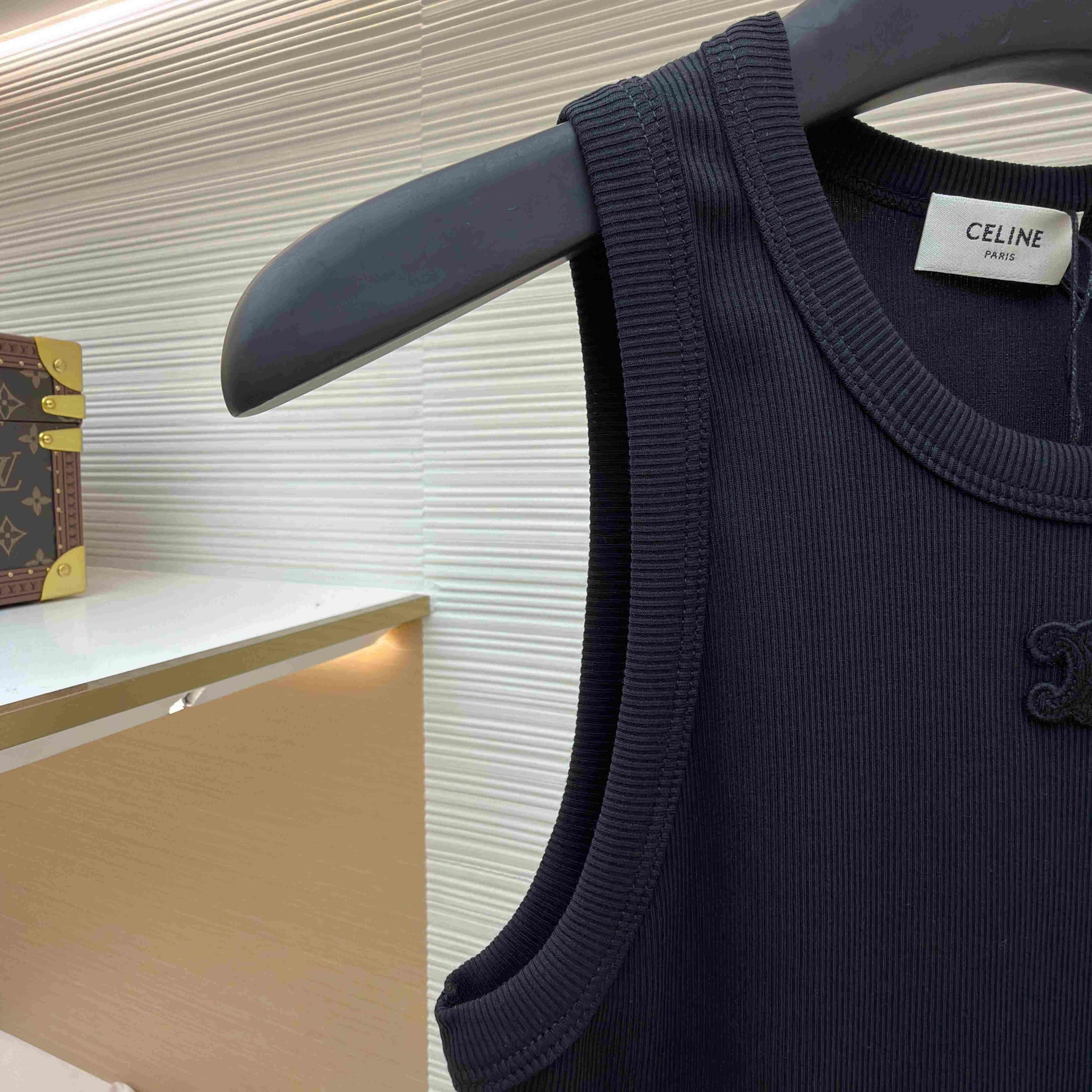 Celine Triomphe Tank Top In Ribbed Cotton - DopestKickz