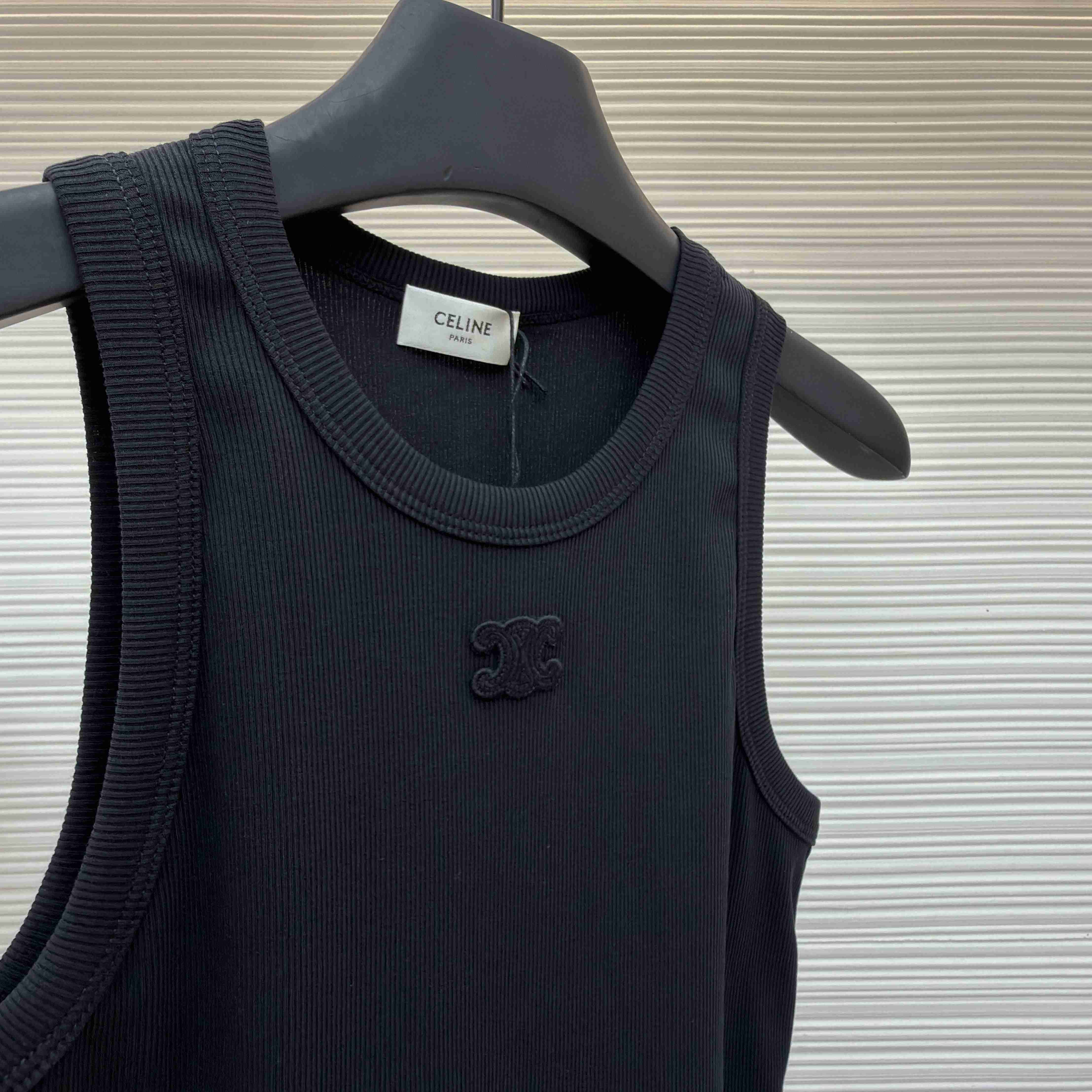 Celine Triomphe Tank Top In Ribbed Cotton - DopestKickz