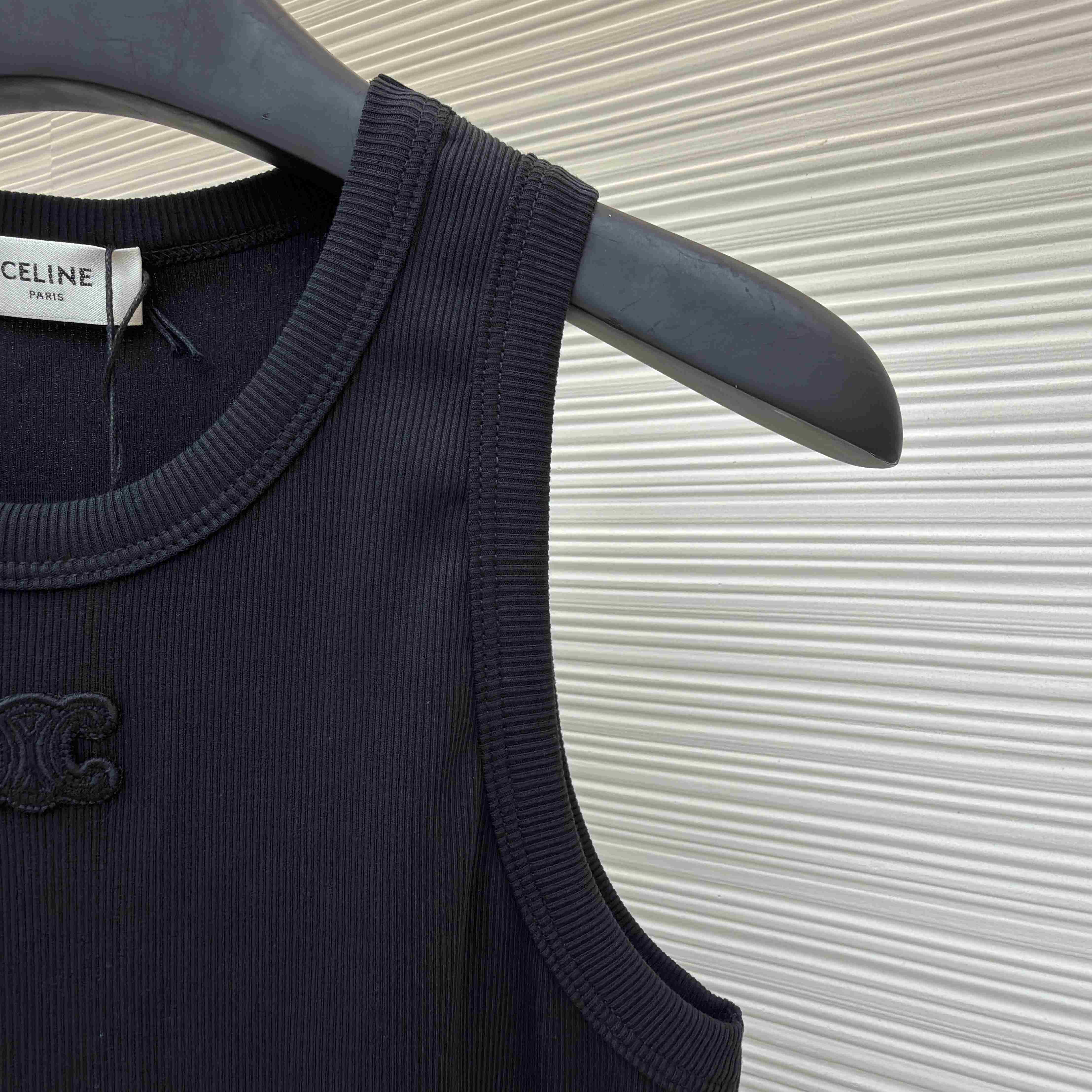 Celine Triomphe Tank Top In Ribbed Cotton - DopestKickz