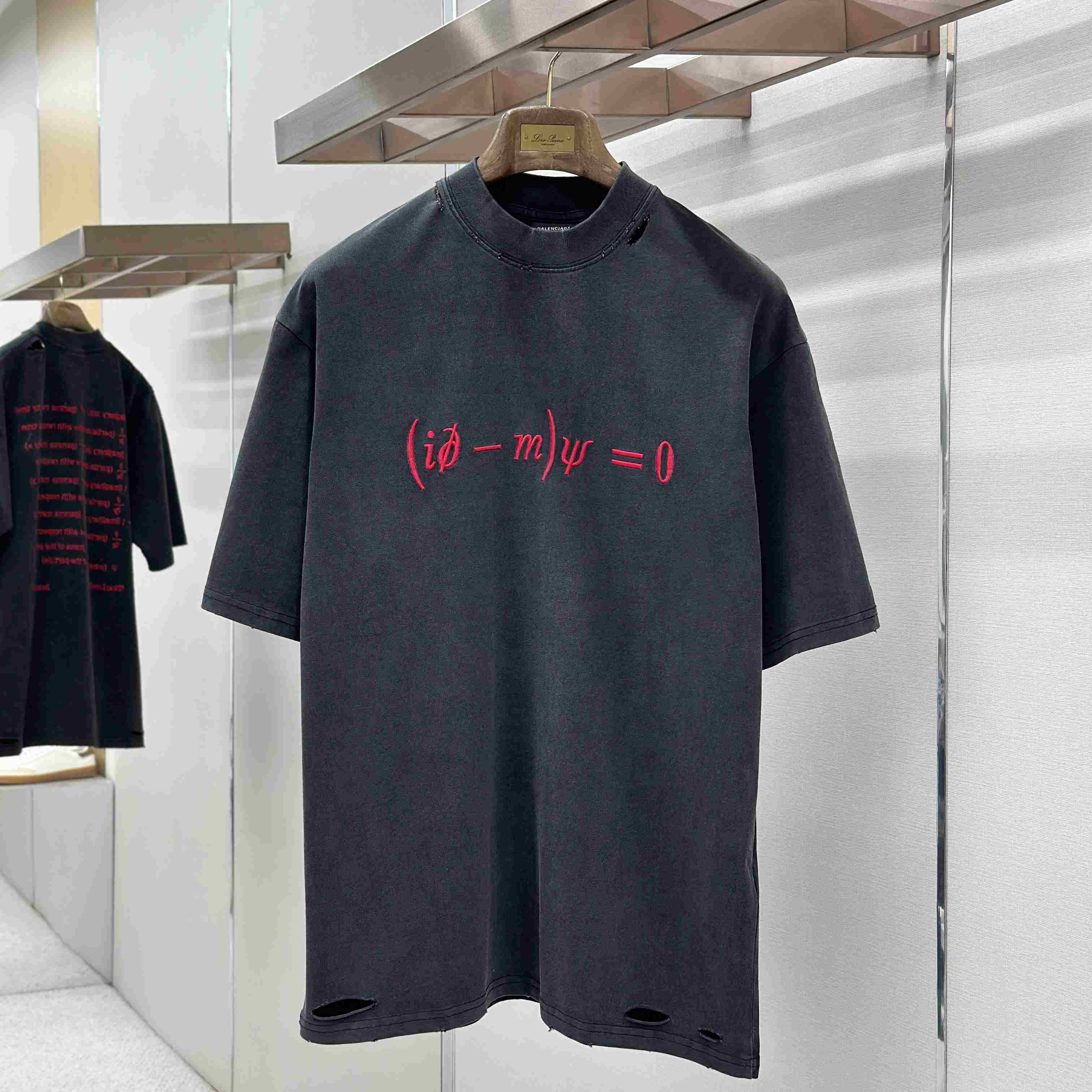 Balenciaga  Dirac Equation Oversized T-shirt In Washed Black/red - DopestKickz
