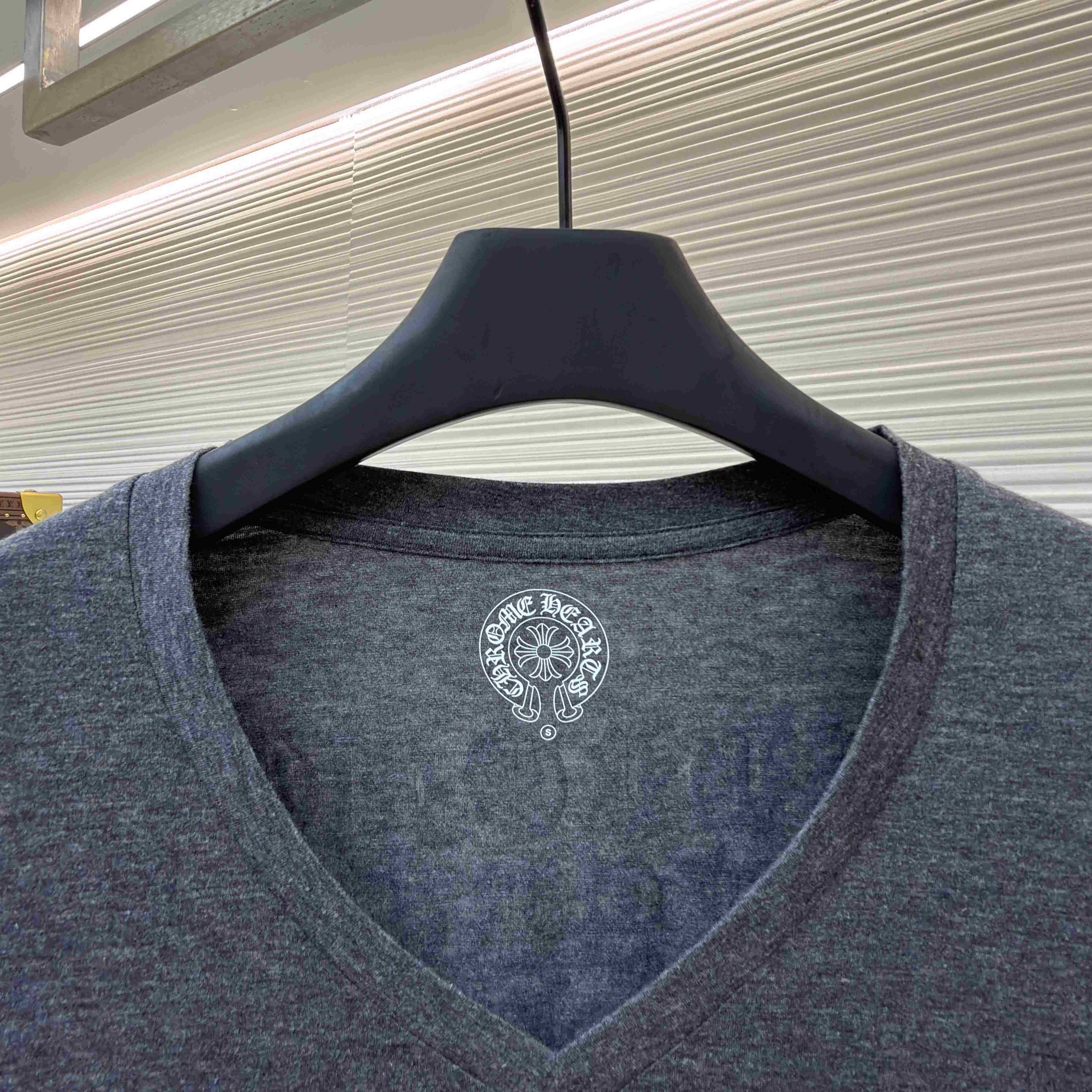 Chrome Hearts V-Neck T-Shirt 'Grey' - DopestKickz