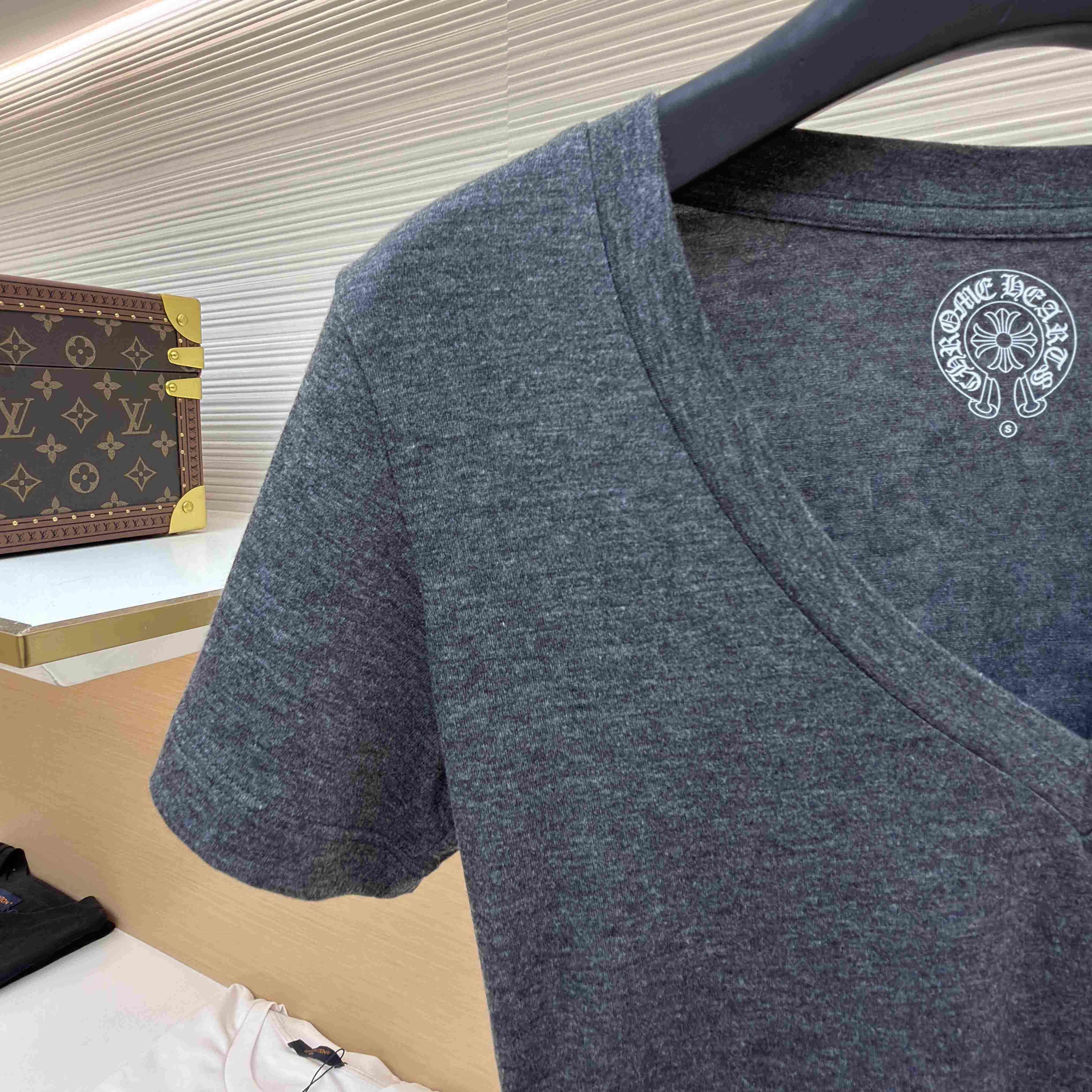Chrome Hearts V-Neck T-Shirt 'Grey' - DopestKickz