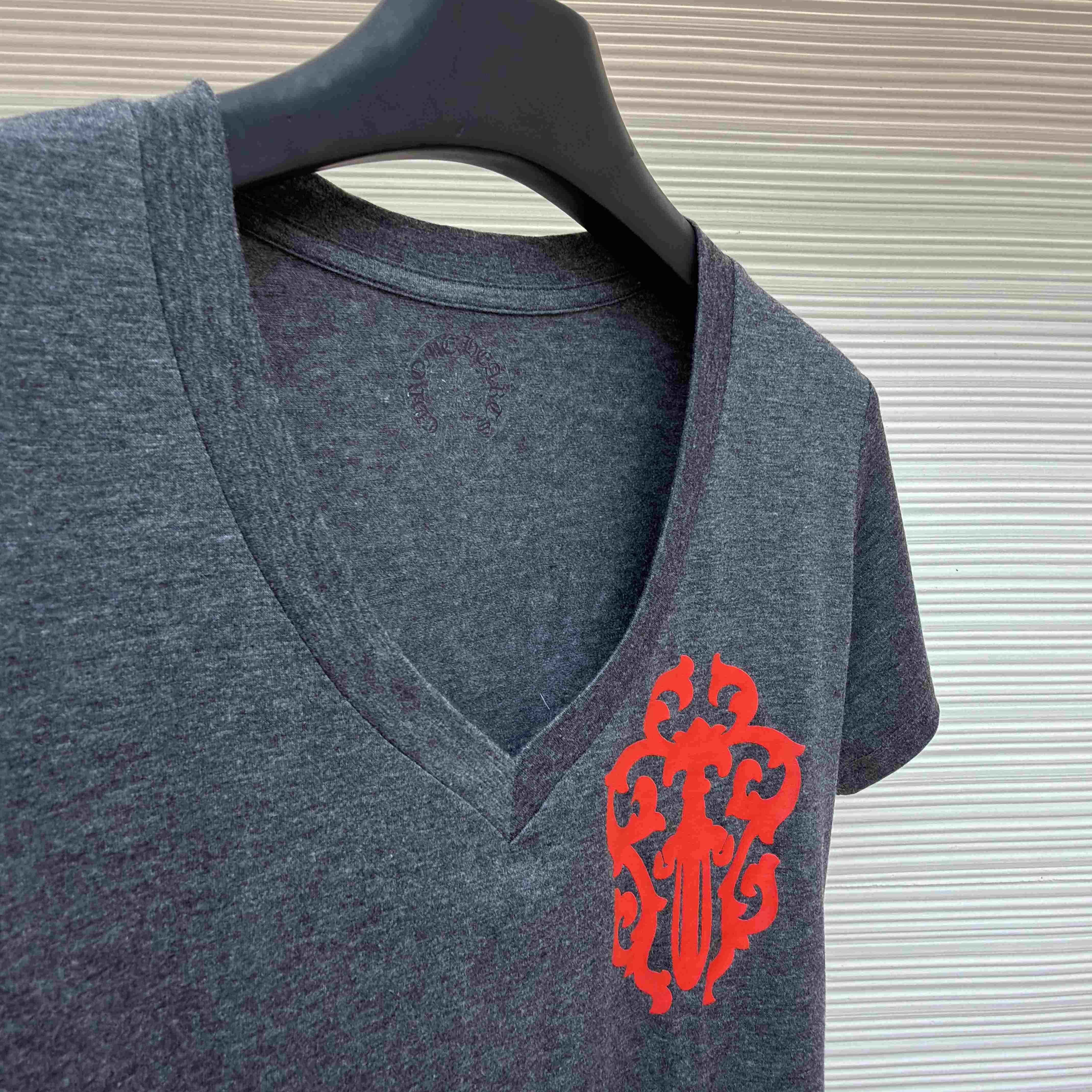 Chrome Hearts V-Neck T-Shirt 'Grey' - DopestKickz