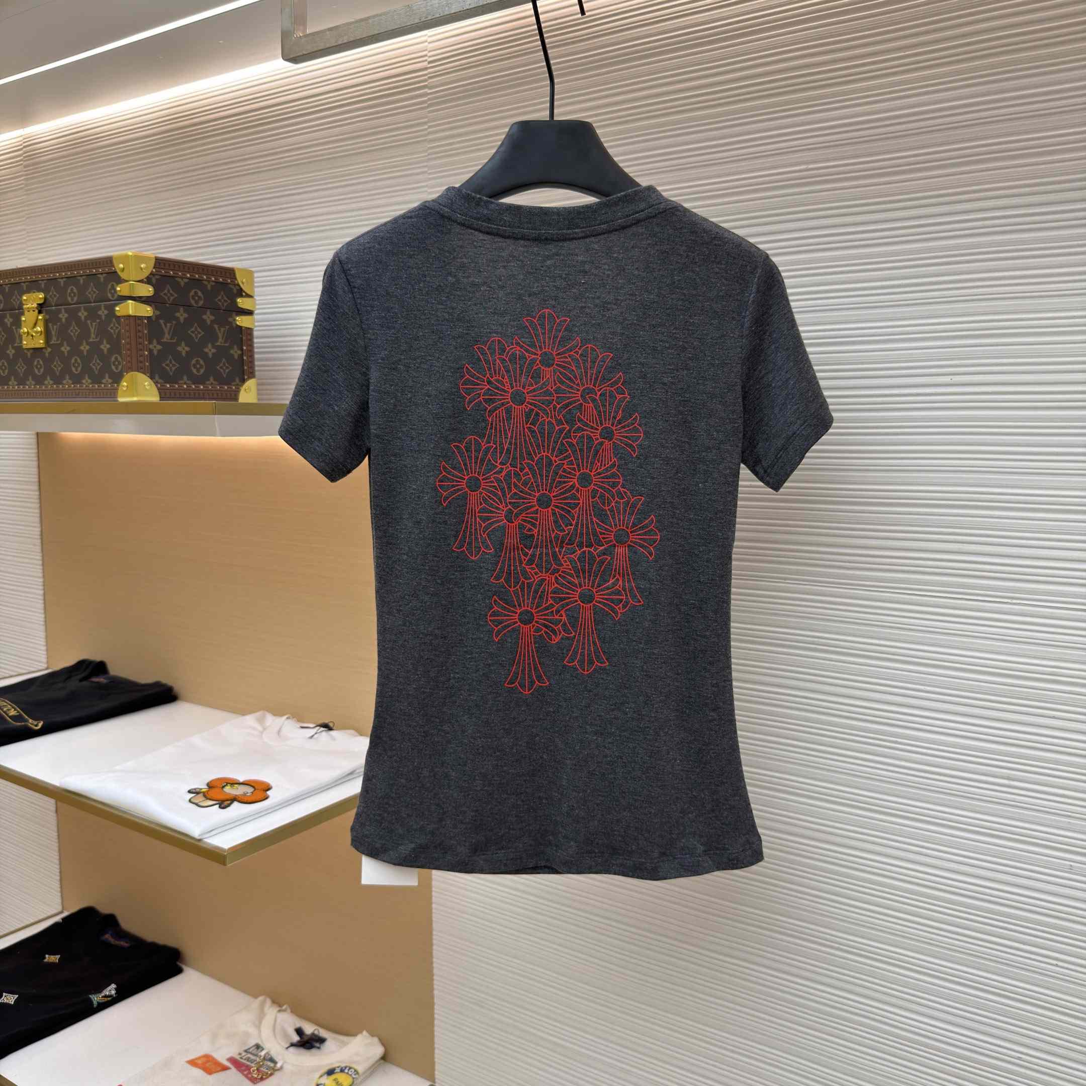 Chrome Hearts V-Neck T-Shirt 'Grey' - DopestKickz