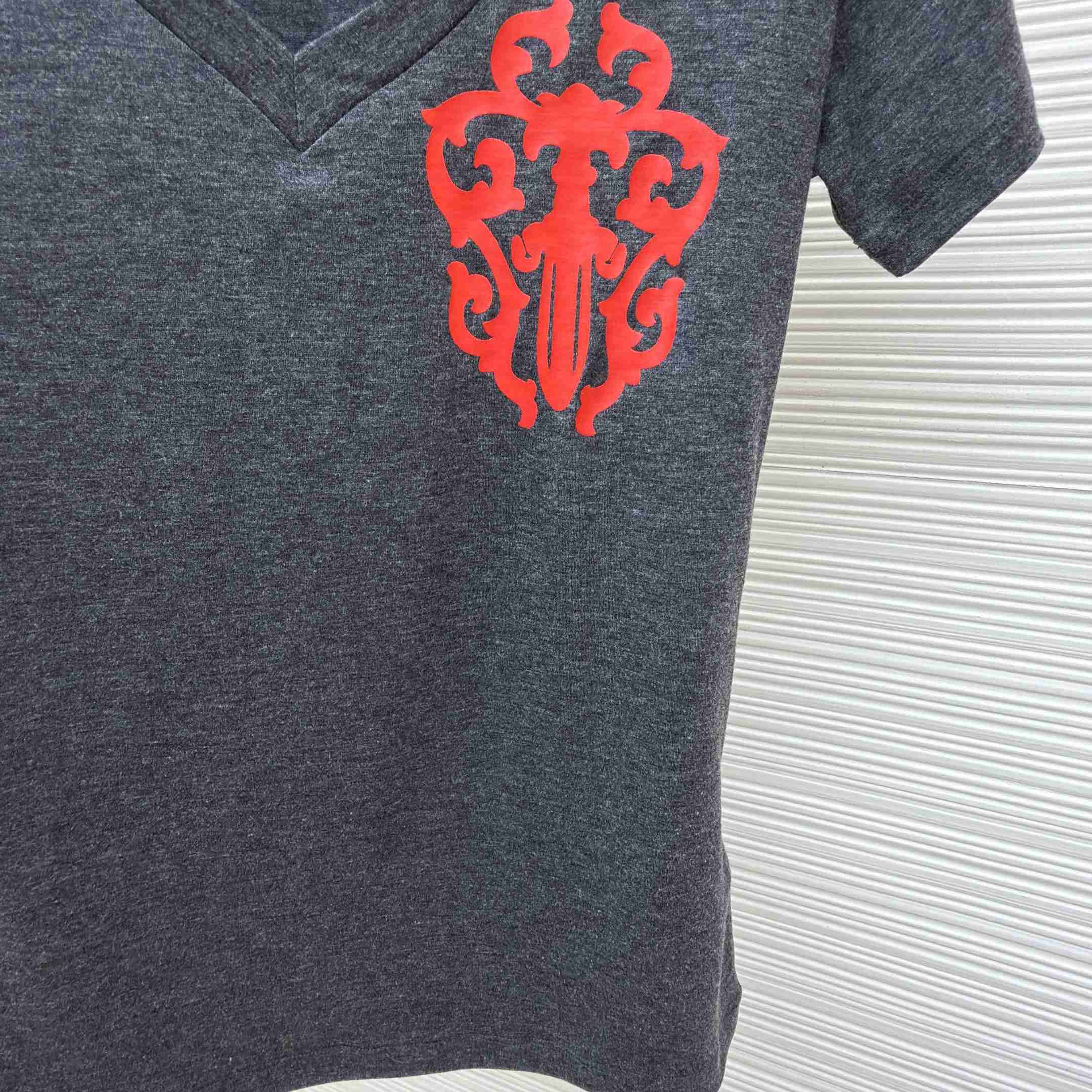 Chrome Hearts V-Neck T-Shirt 'Grey' - DopestKickz