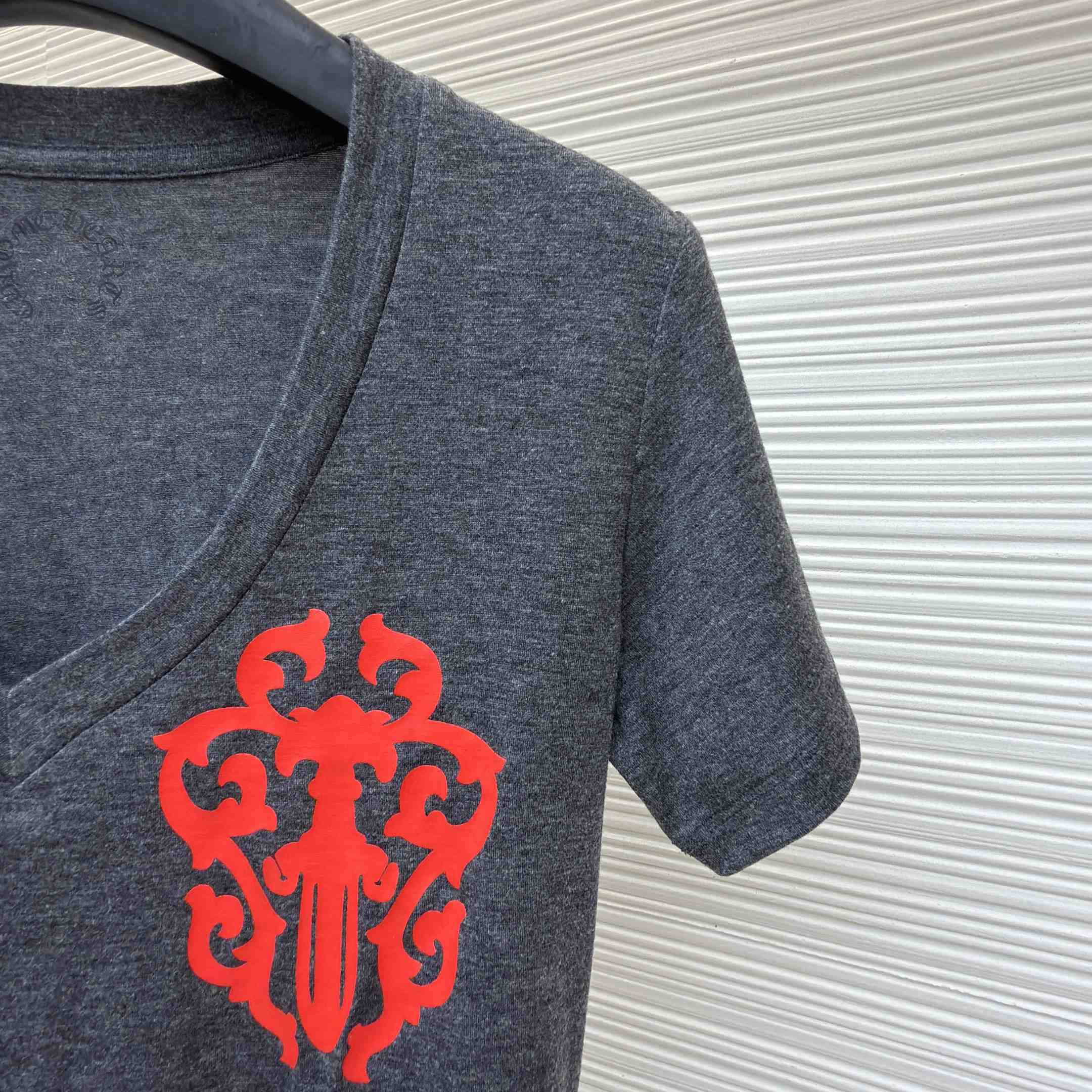 Chrome Hearts V-Neck T-Shirt 'Grey' - DopestKickz