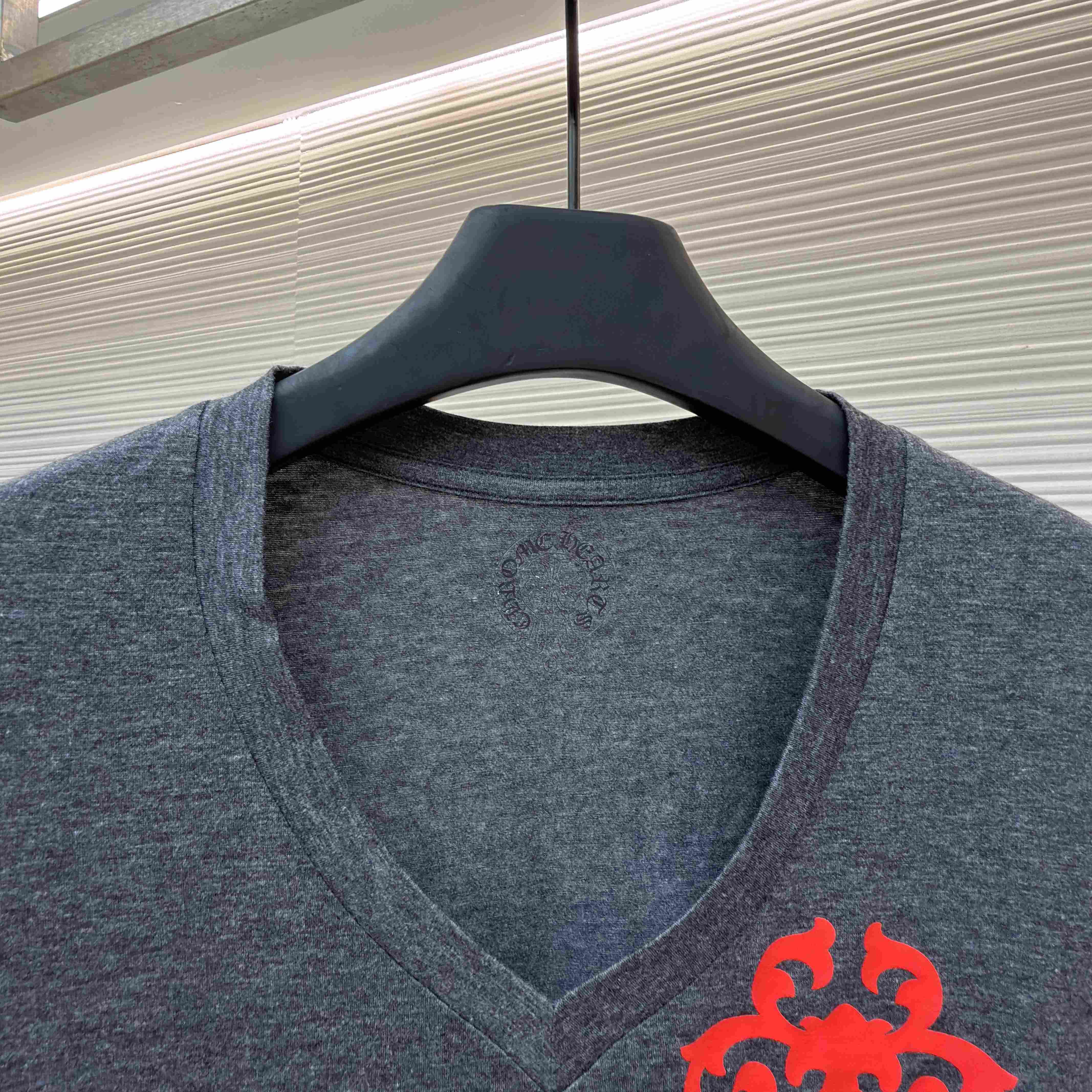 Chrome Hearts V-Neck T-Shirt 'Grey' - DopestKickz