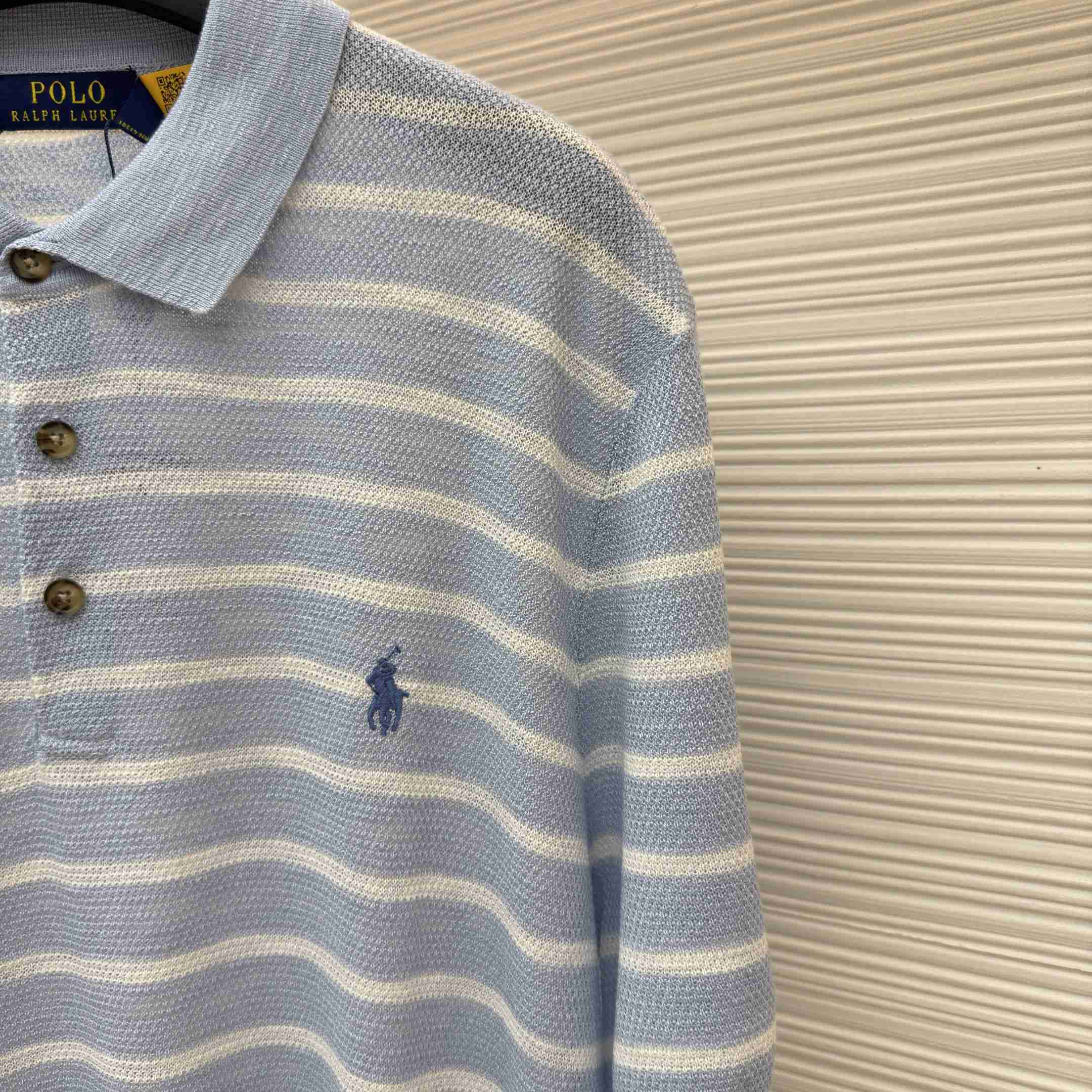 Ralph Lauren Striped Cotton-Linen Polo Sweater - DopestKickz