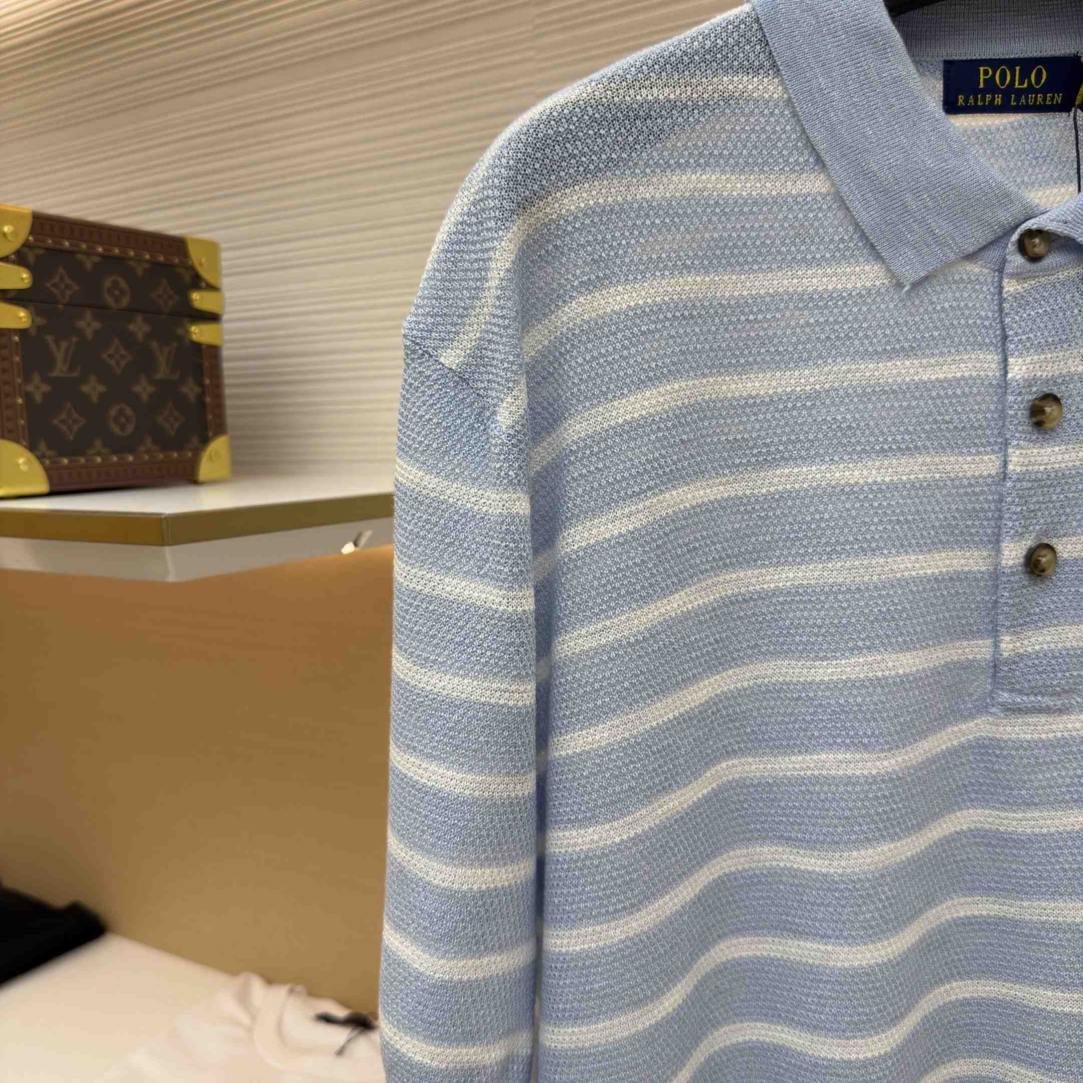 Ralph Lauren Striped Cotton-Linen Polo Sweater - DopestKickz