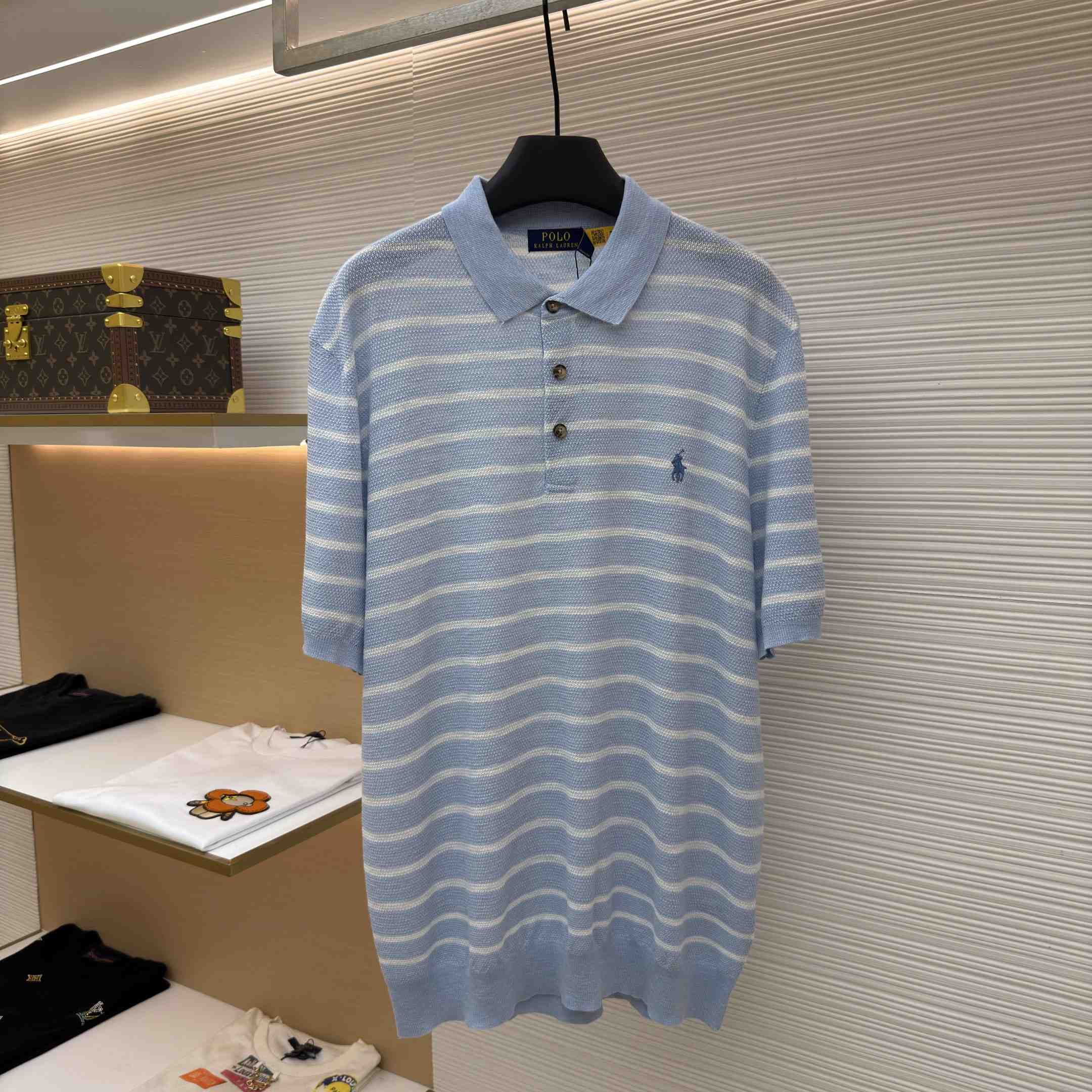 Ralph Lauren Striped Cotton-Linen Polo Sweater - DopestKickz