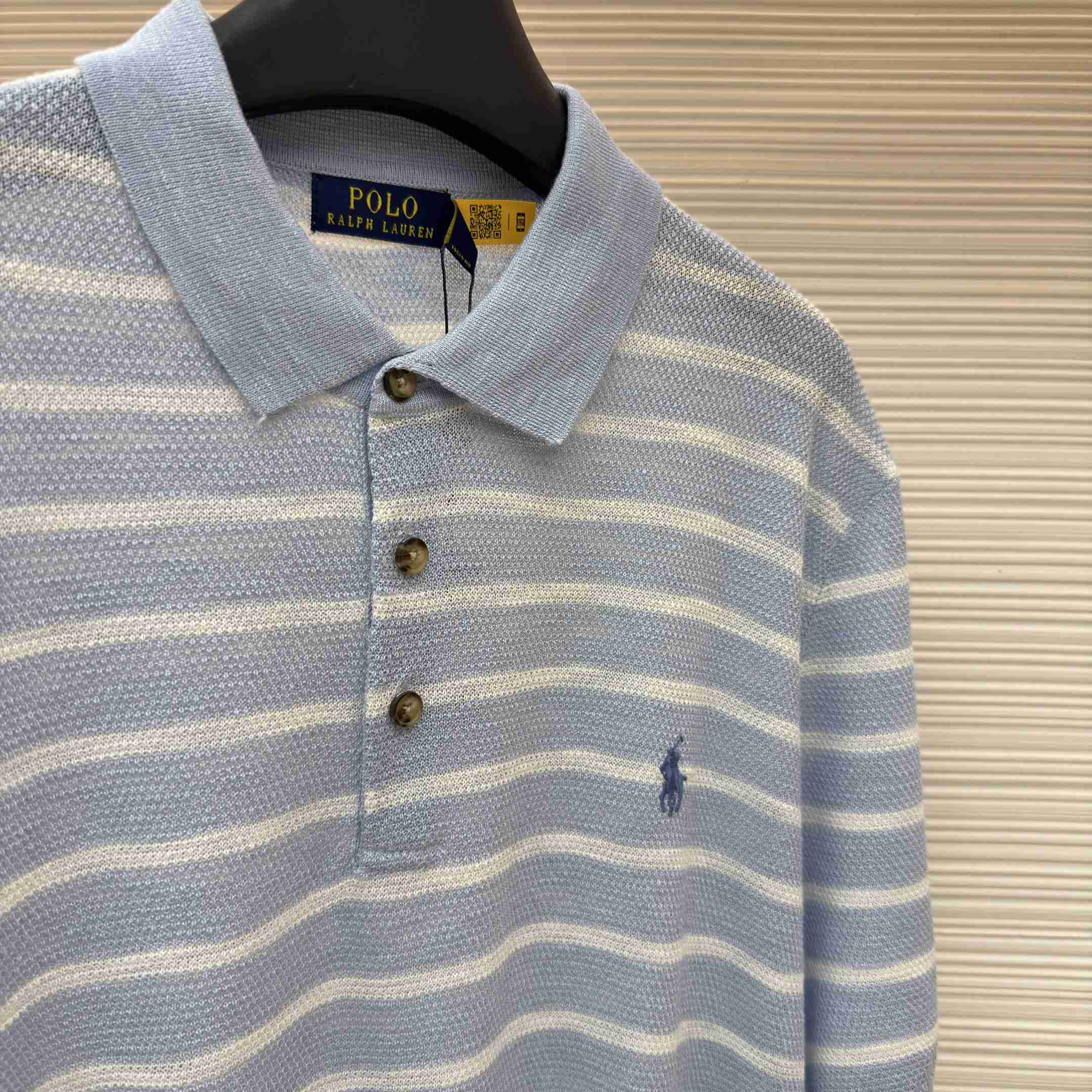 Ralph Lauren Striped Cotton-Linen Polo Sweater - DopestKickz