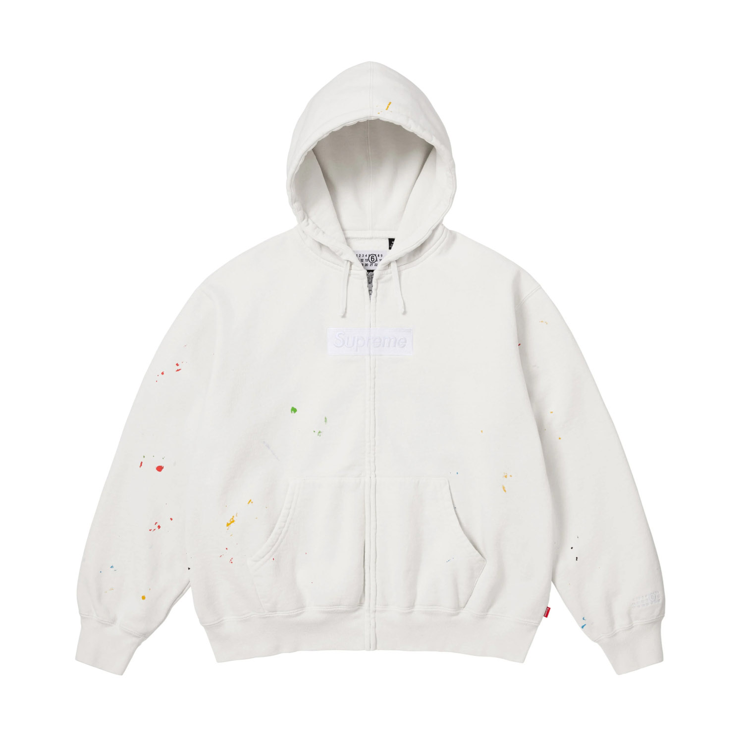 Supreme x MM6 Maison Margiela Box Logo Zip Up Hooded Sweatshirt 'White' - DopestKickz