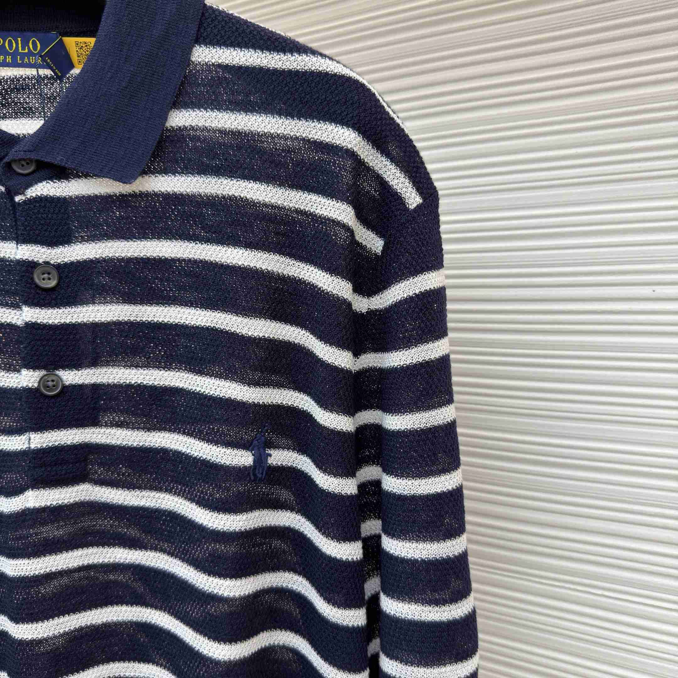 Ralph Lauren Striped Cotton-Linen Polo Sweater - DopestKickz