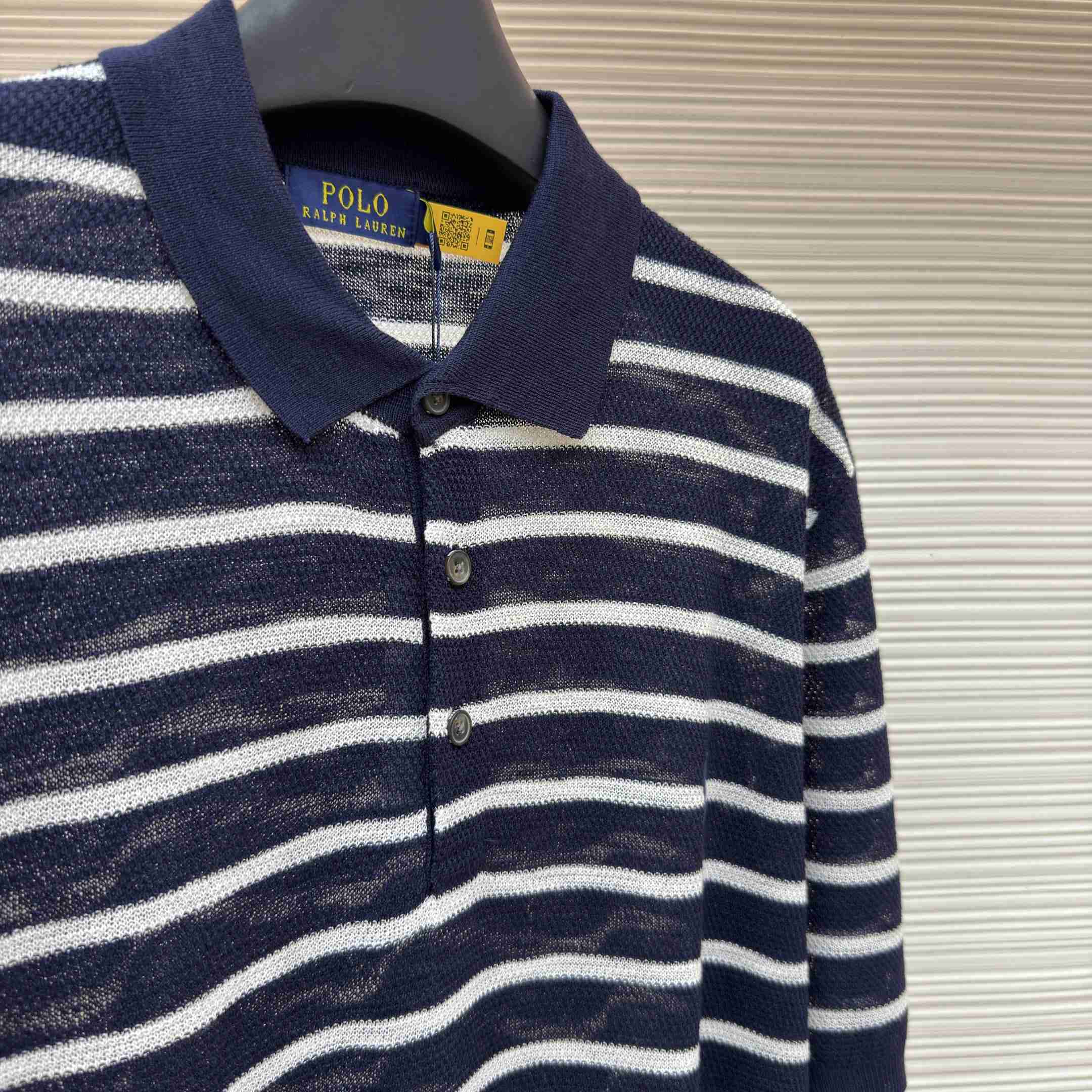 Ralph Lauren Striped Cotton-Linen Polo Sweater - DopestKickz